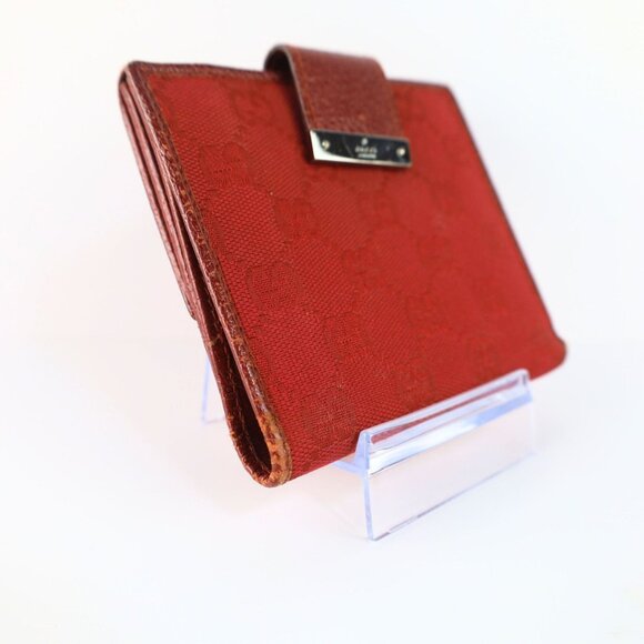 Gucci GG mono Flap Canvas/Leather Red Women Wallet Vintage - Picture 4 of 16